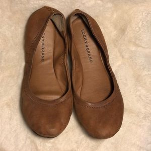 Brown Leather Lucky Brand Emmie Flats - Size 8